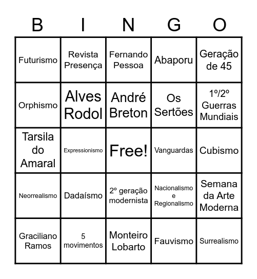 BINGO MODERNO Bingo Card