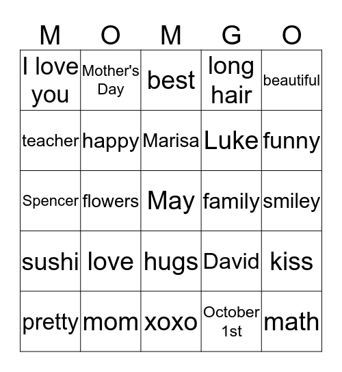 MOMGO Bingo Card