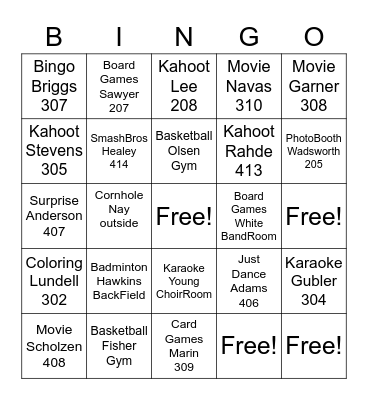 HMS Halloween BINGO Card