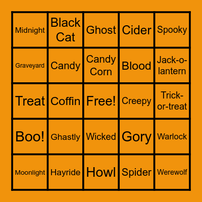 Halloween Bingo! Bingo Card