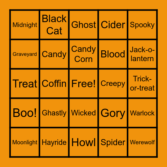 Halloween Bingo! Bingo Card