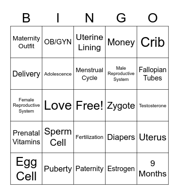 Human Reproduction & Development Bingo Card