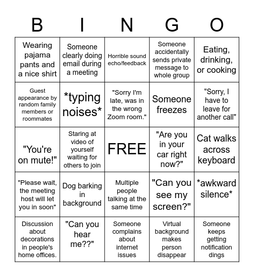 CEAS Zoom Bingo Card