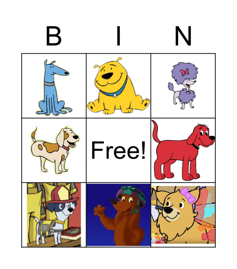 Clifford characters Bingo Card