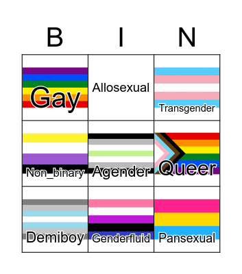 Pride Flag Bingo 2 Bingo Card