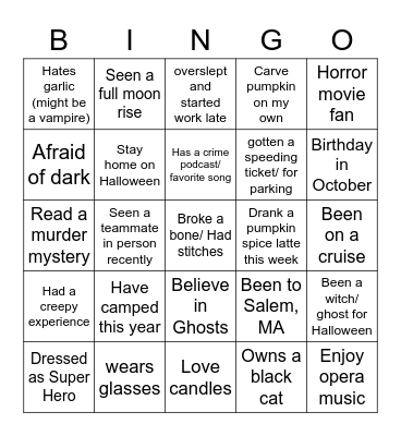 Halloween Happy Hour Bingo Card