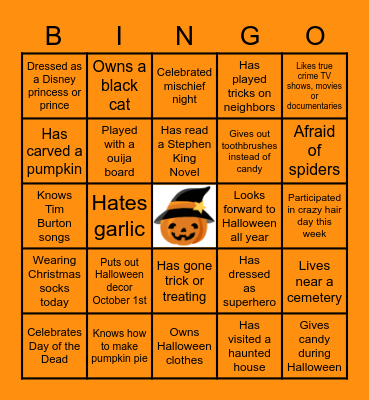 Halloween Bingo Card