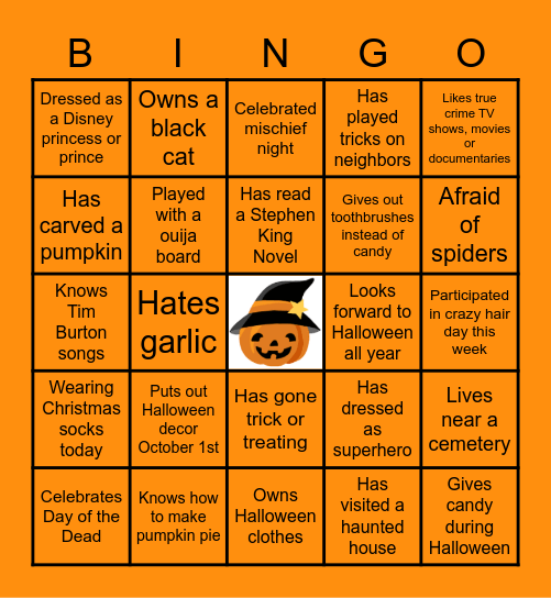 Halloween Bingo Card