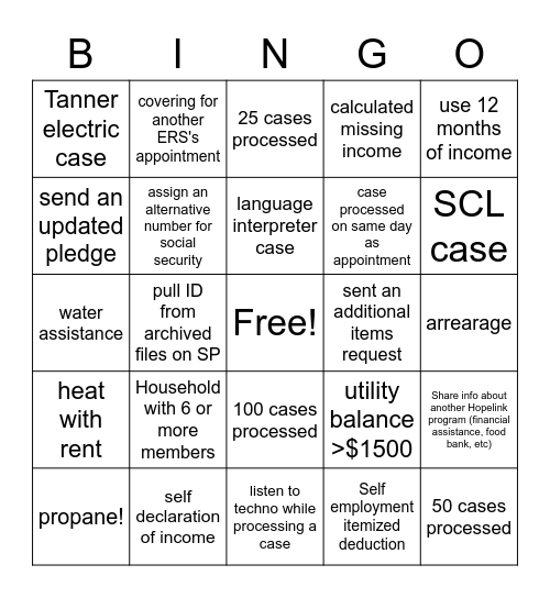 2021-2022 Energy Bingo! Bingo Card