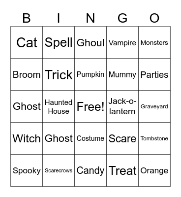 Halloween Bingo Card