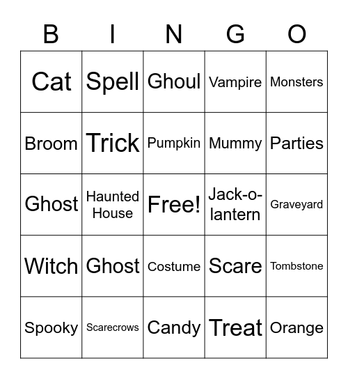 Halloween Bingo Card