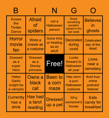 OWI HALLOWEEN Bingo Card