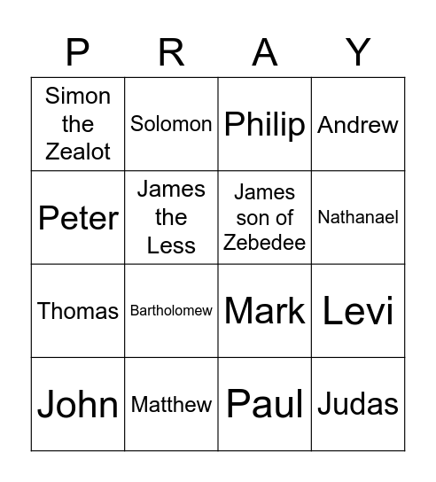 Disciples Bingo Card