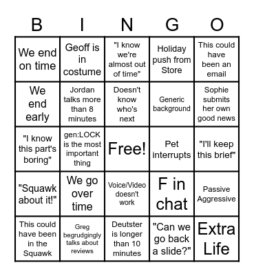 October All Hands Bingo Card