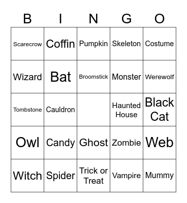 Halloween Bingo Card
