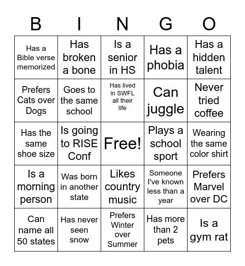 Untitled Bingo Card