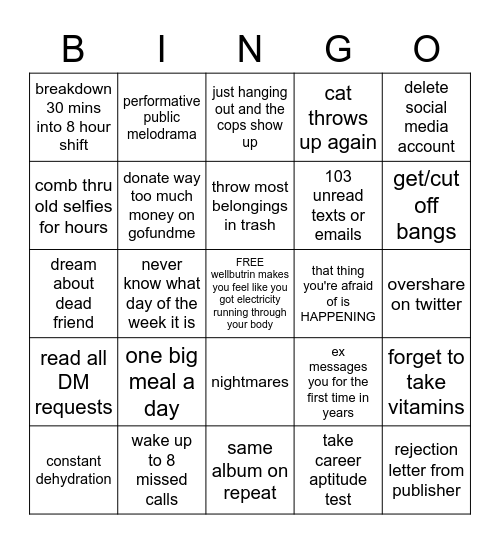 bad time bingo Card