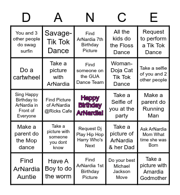 ArNardia's Dance Factory Bingo Card