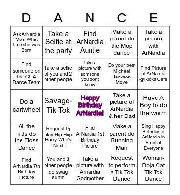 ArNardia's Dance Factory Bingo Card