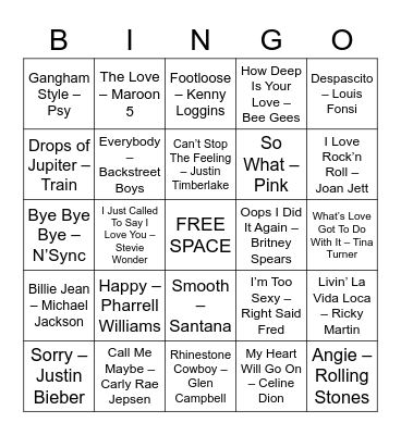 Music BINGO Card