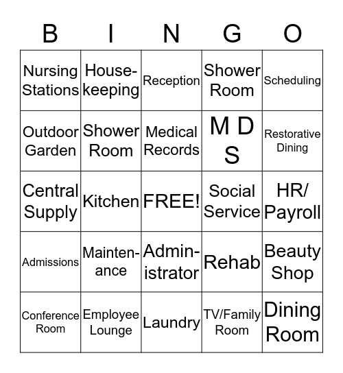 Facility  Bingo Card