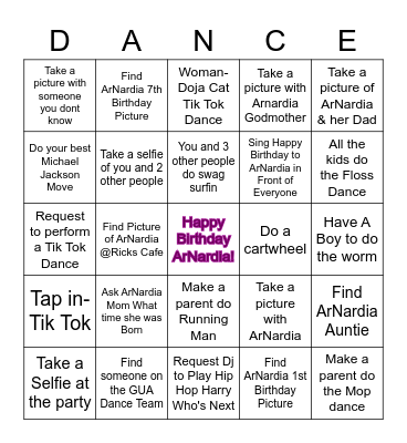 ArNardia's Dance Factory Bingo Card