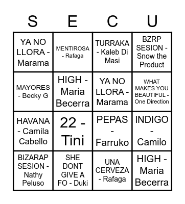 BINGO MUSICAL Bingo Card