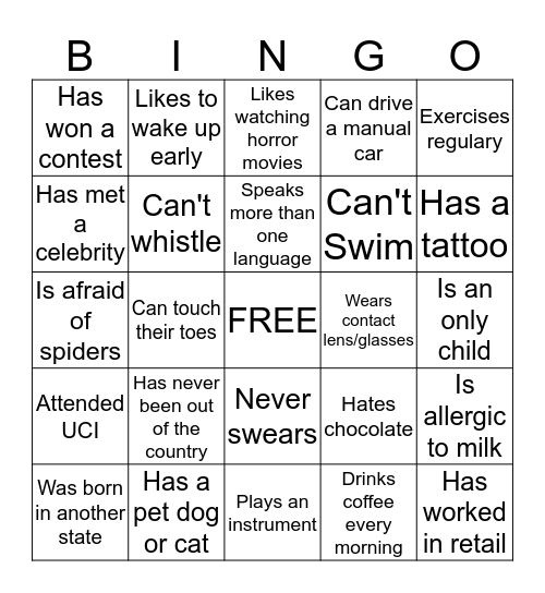 APPEARANCE CENTER  Bingo Card