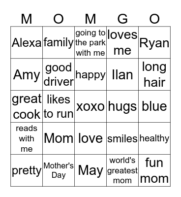 MOMGO Bingo Card