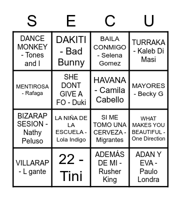 BINGI MUSICAL Bingo Card