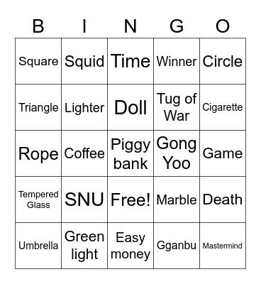 #FASquidGamesAndChill2021 Bingo Card