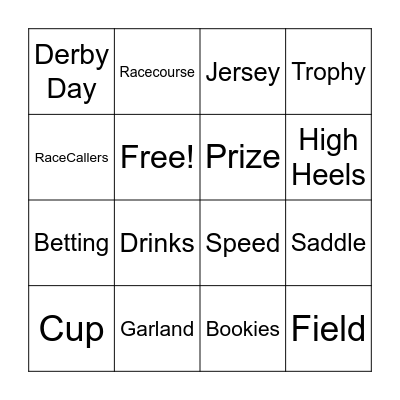 Melbourne Cup Bingo Card