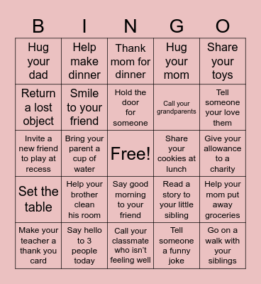 Random Acts of Kindness! Bingo Card