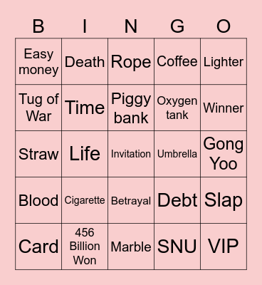 #FASquidGamesAndChill2021 Bingo Card