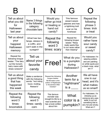 /R/ Halloween Bingo Card