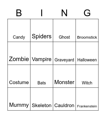 Halloween Bingo Card