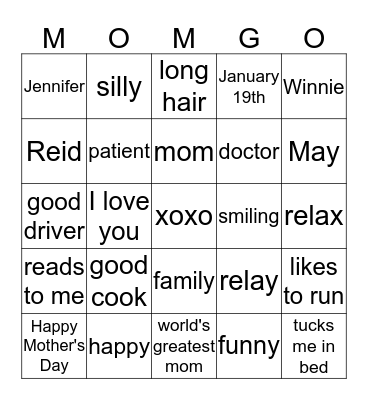 MOMGO Bingo Card