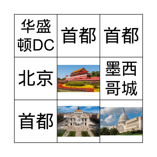 首都城市 Bingo Card