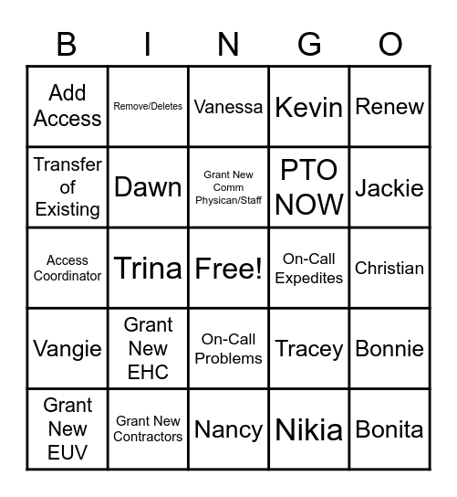 Access Management Team Bingo Card