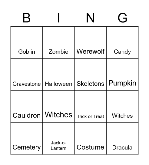 Halloween Bingo Card