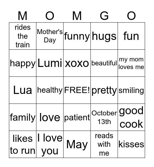 MOMGO Bingo Card