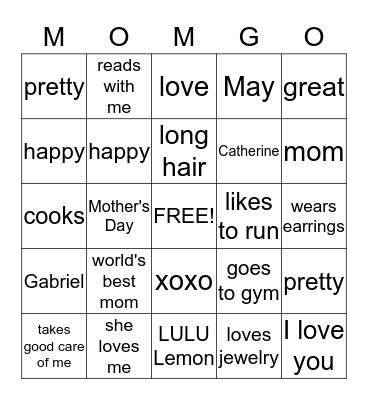 MOMGO Bingo Card