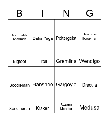 Halloween Bingo Card