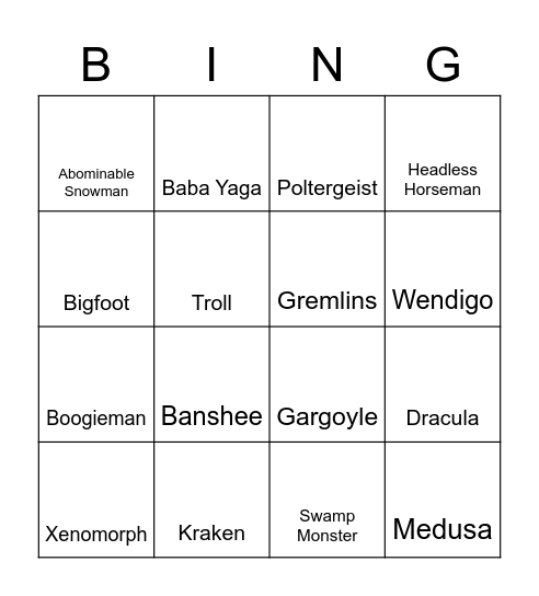 Halloween Bingo Card