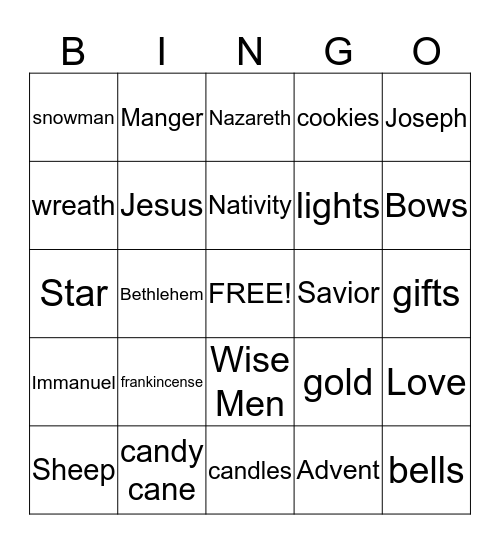 Merry Christmas Bingo Card