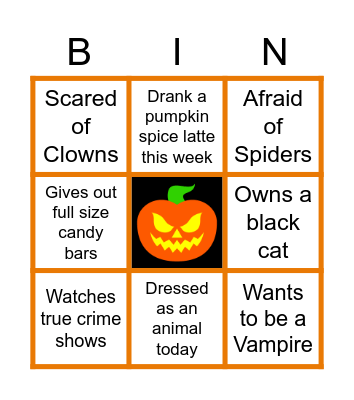 Virtual Halloween Bingo Card