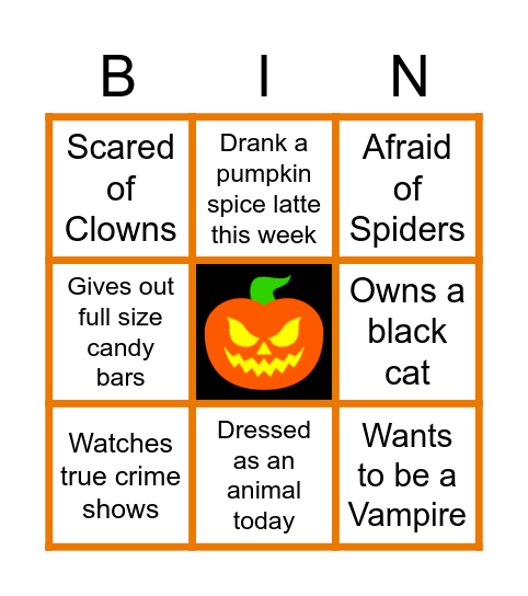 Virtual Halloween Bingo Card