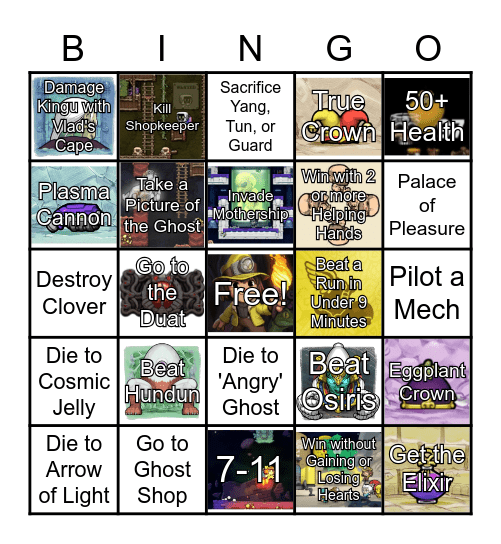 BC Spelunky 2 randomizer Bingo Card