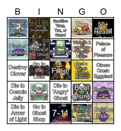 BC Spelunky 2 randomizer Bingo Card