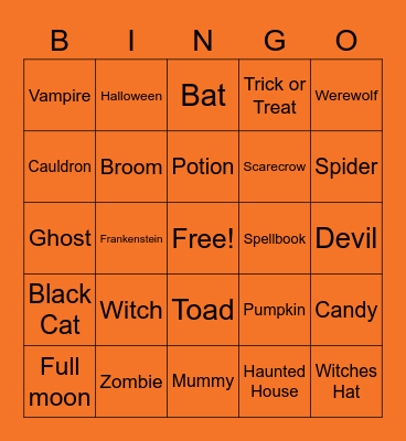 Happy Halloween Bingo Card